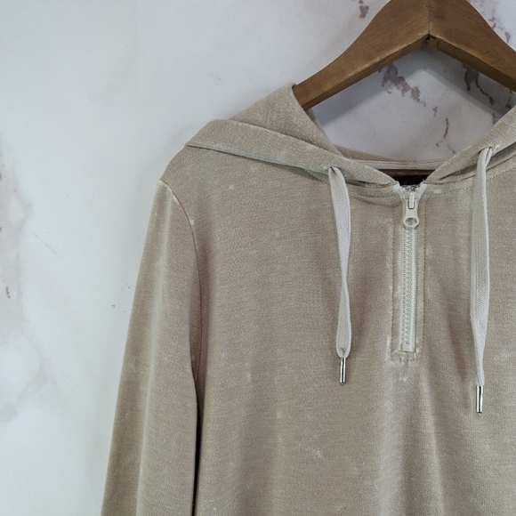 Koolaburra UGG Hoodie Womens Medium Tan Terry Zip Sweatshirt Sweater Pockets - Picture 2 of 13